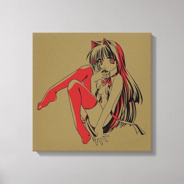 R & B Manga, Neko Catgirl Furry Loli Anime Canvas Print (Front)