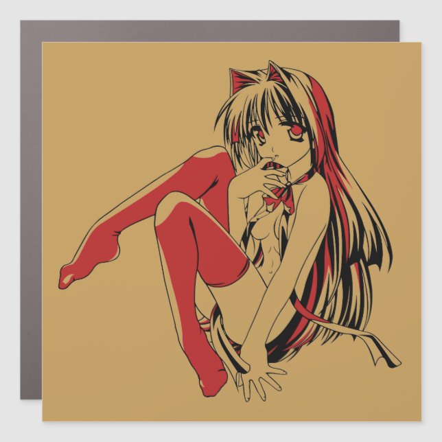 R & B Manga, Neko Catgirl Furry Loli Anime Car Magnet (Front)
