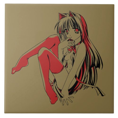 R  B Manga Neko Catgirl Furry Loli Anime Ceramic Tile