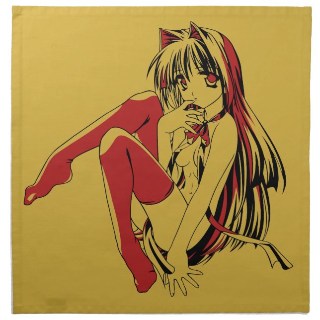 R & B Manga, Neko Catgirl Furry Loli Anime Cloth Napkin (Front)