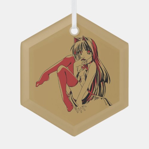 R  B Manga Neko Catgirl Furry Loli Anime Glass Ornament