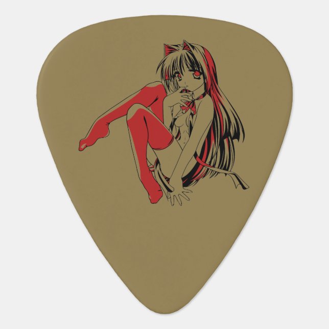 R & B Manga, Neko Catgirl Furry Loli Anime Guitar Pick (Front)
