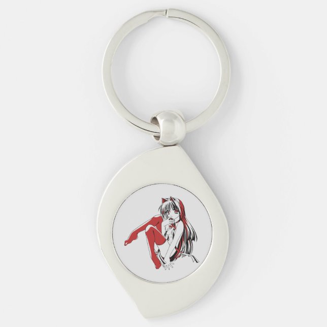 R & B Manga, Neko Catgirl Furry Loli Anime Keychain (Front)