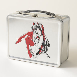 R & B Manga, Neko Catgirl Furry Loli Anime Metal Lunch Box