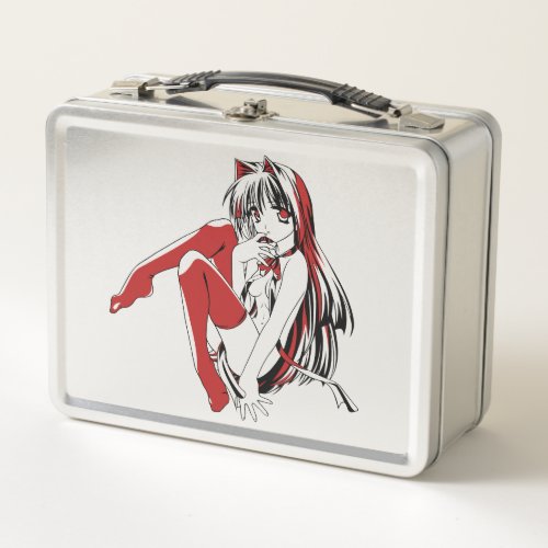 R  B Manga Neko Catgirl Furry Loli Anime Metal Lunch Box