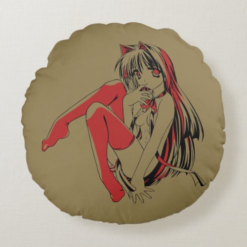 R  B Manga Neko Catgirl Furry Loli Anime Round Pillow