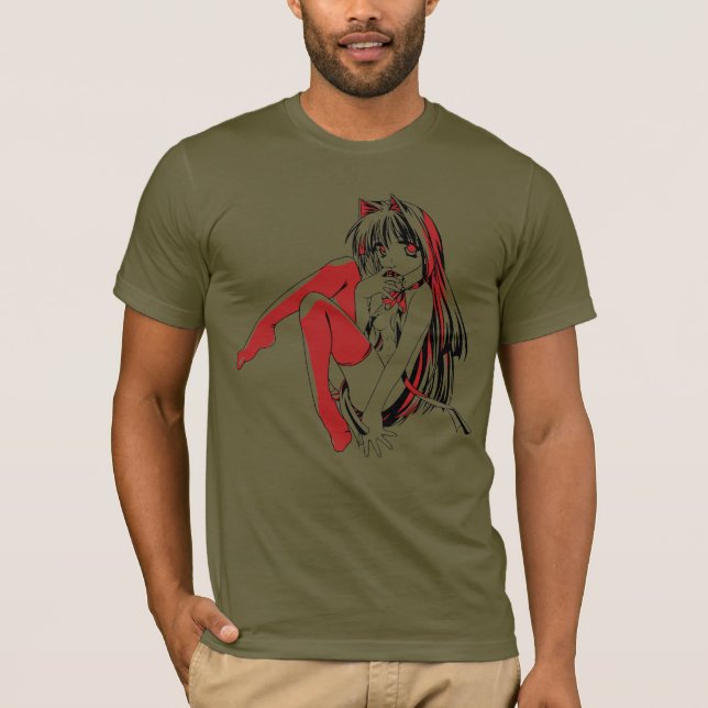 R & B Manga, Neko Catgirl Furry Loli Anime T-Shirt (Front)