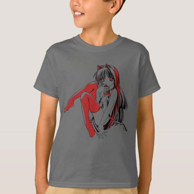 R & B Manga, Neko Catgirl Furry Loli Anime T-Shirt (Front)