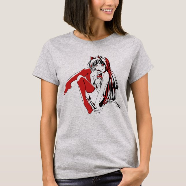 R & B Manga, Neko Catgirl Furry Loli Anime T-Shirt (Front)