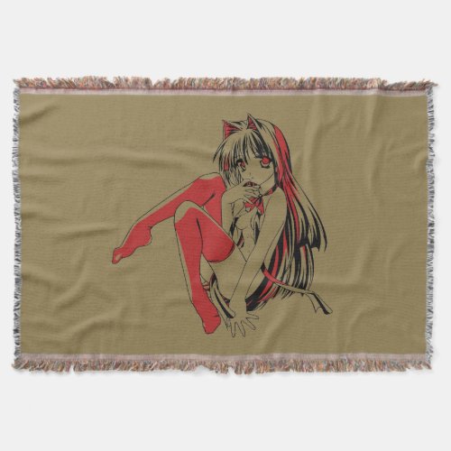 R  B Manga Neko Catgirl Furry Loli Anime Throw Blanket