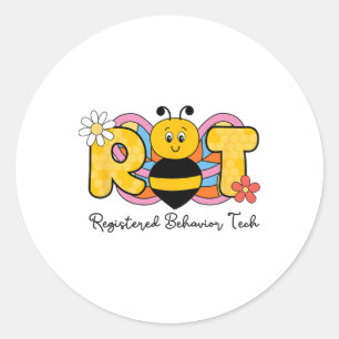 R Bee T Registered Behavior Technician Rbt Floral  Classic Round Sticker