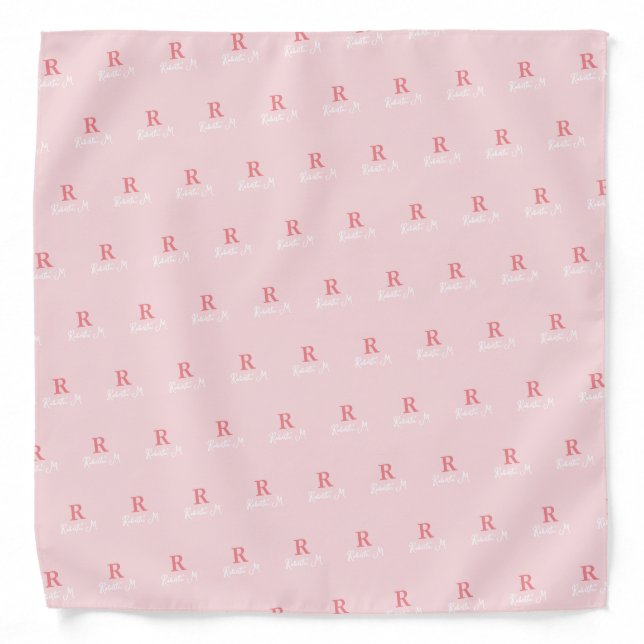 R /custom/ Pink Monogram Stamped allover  Bandana (Front)