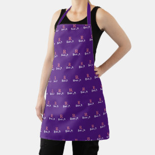 R *custom* Pink Monogram stamped allover Purple Apron