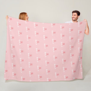 R /custom/ Pink Monogram stamped allover stylish Fleece Blanket