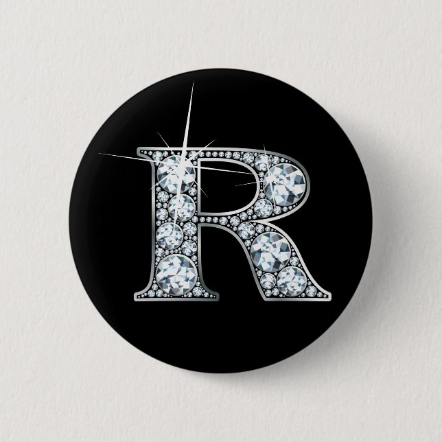 "R" Diamond Bling Button (Front)