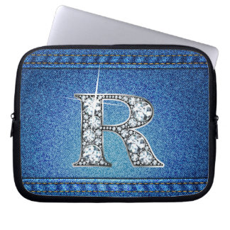 R "Diamond" Denim Stitching Electronics Bag