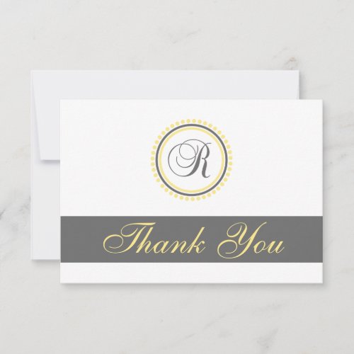 R Dot Circle Monogam Thank You Cards (Yellow/Gray)