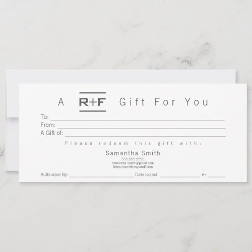 RF Modern Gift Certificate Invitation