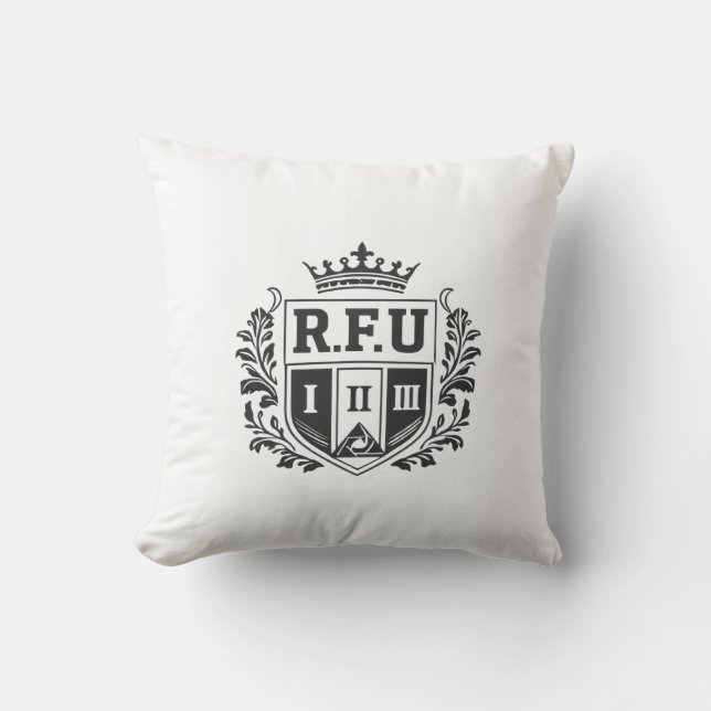 R.F.U Crown Crest Throw Pillow (Front)