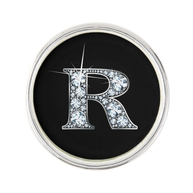 R Faux-"Diamond Bling" Lapel Pin (Front)