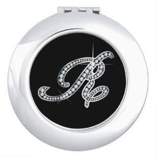 R Faux-"Diamond Bling" Pill Case Mirror For Makeup