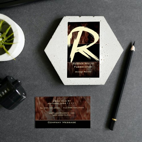 R Flame Monogram Business Card