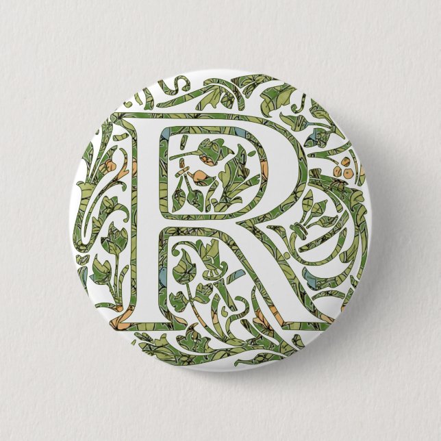 R Floral Monogram Button (Front)