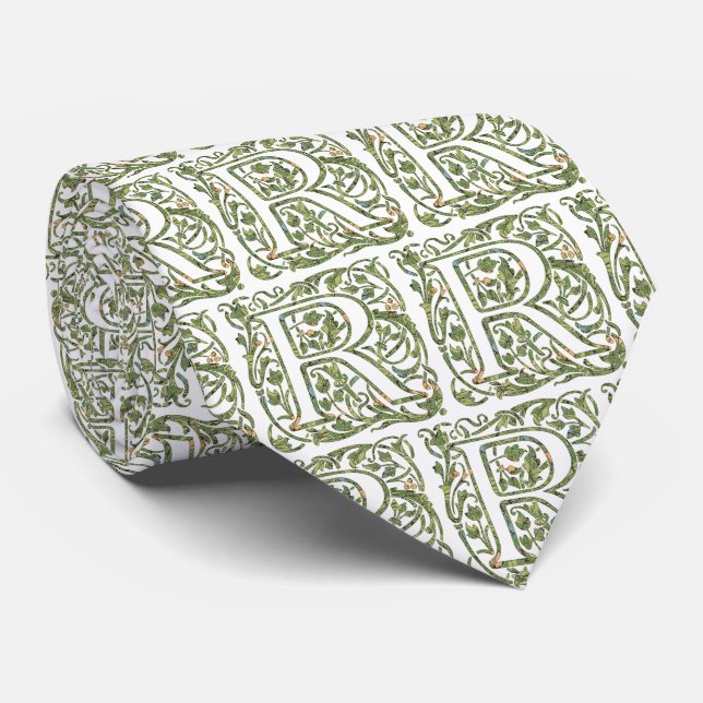 R Floral Monogram Neck Tie (Rolled)