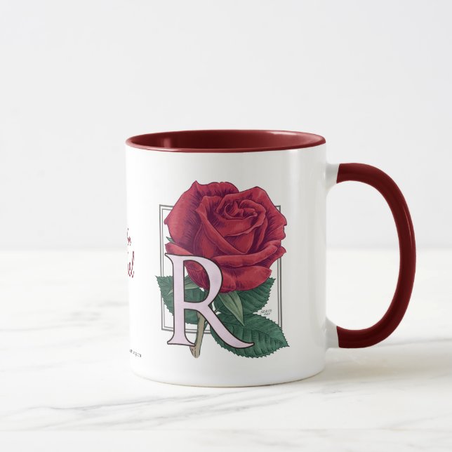 R for Rose Flower Monogram Mug (Right)