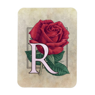 R for Roses Flower Monogram Magnet