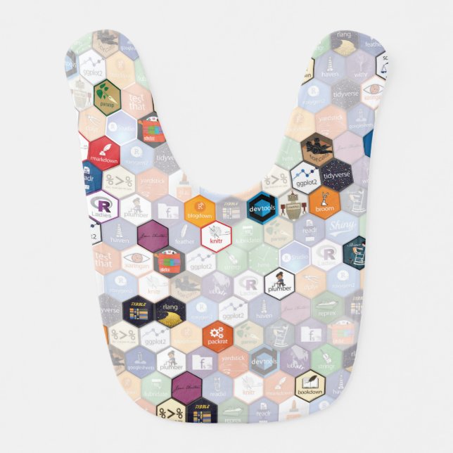 R hex baby bib (Front)