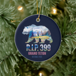 R.I.P. 399 The Queen of the Tetons Bear Ceramic Ornament