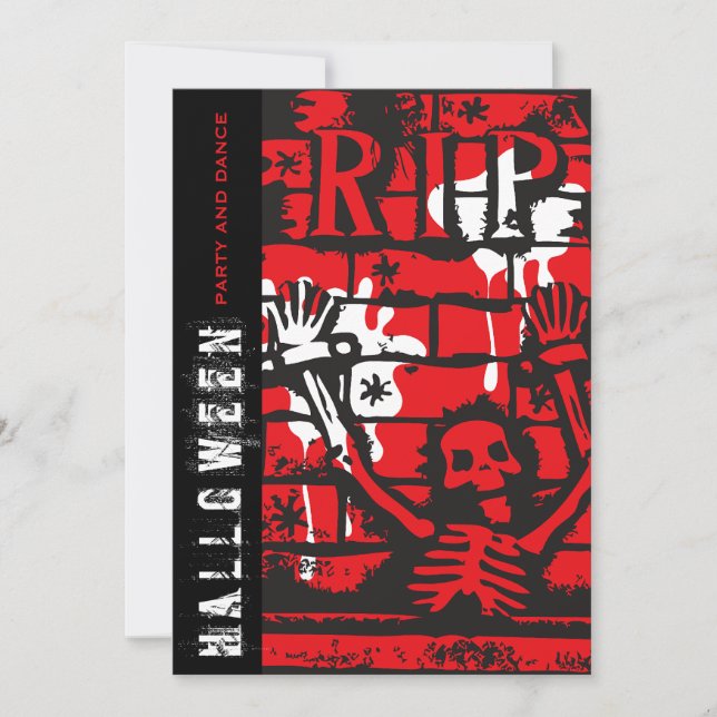 R.I.P Blood & Chain Skeleton Scary Halloween Party Invitation (Front)
