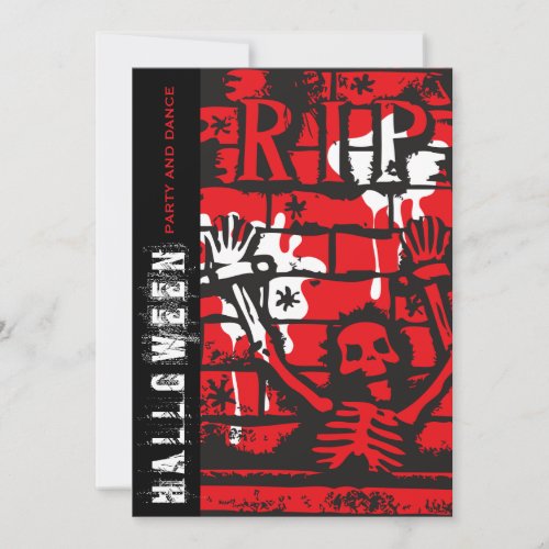RIP Blood  Chain Skeleton Scary Halloween Party Invitation