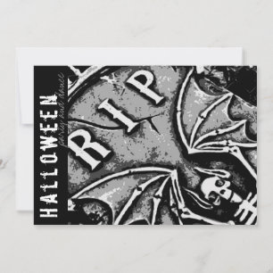 R.I.P. Death Skeleton Bat Gothic Halloween Party Invitation