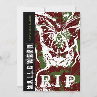 R.I.P Scary Death With Wings Goth Halloween Party Invitation