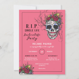 R.I.P. Skull & Roses Bachelorette Party Invitation