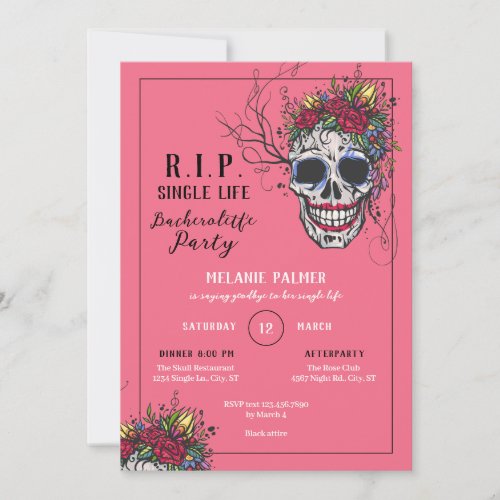 RIP Skull  Roses Bachelorette Party Invitation