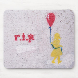 r.i.p. stencil : girl with the red balloon mouse pad