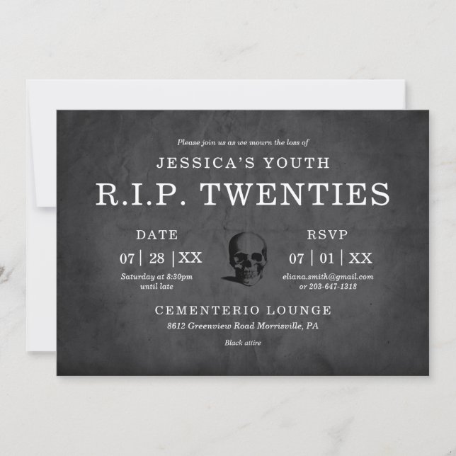R.I.P Twenties Invitation (Front)