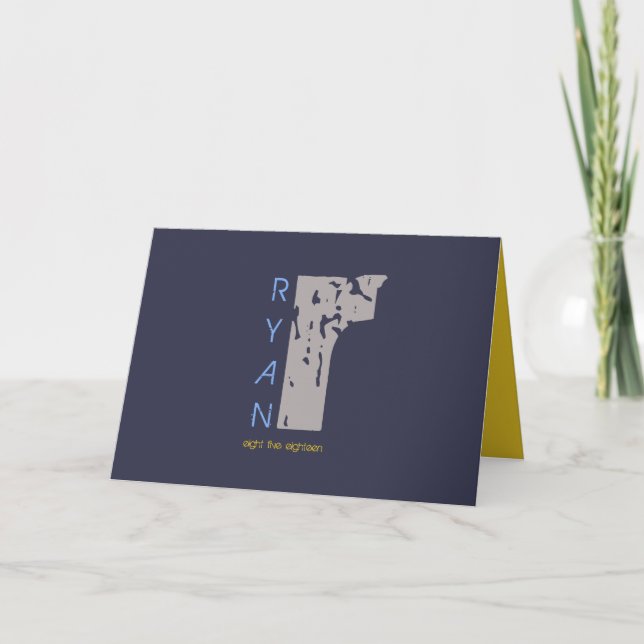R Initial Collection Bar Mitzvah Thank-You Card (Front)