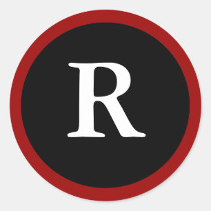 R : Initial R Letter R Red, White & Black Sticker