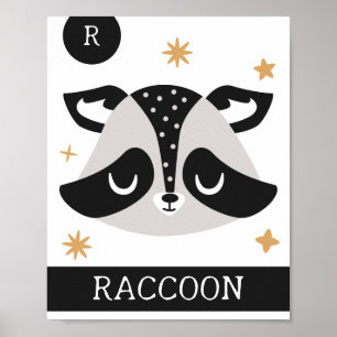 R is for Raccoon, Nursery, Bedroom, Kids' Wall Art
