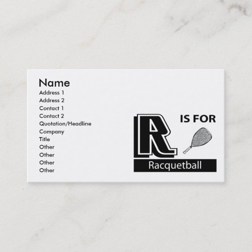 R Is For Racquetball Business Card Templates