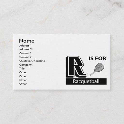 Customizable R Is For Racquetball Business Card Templates