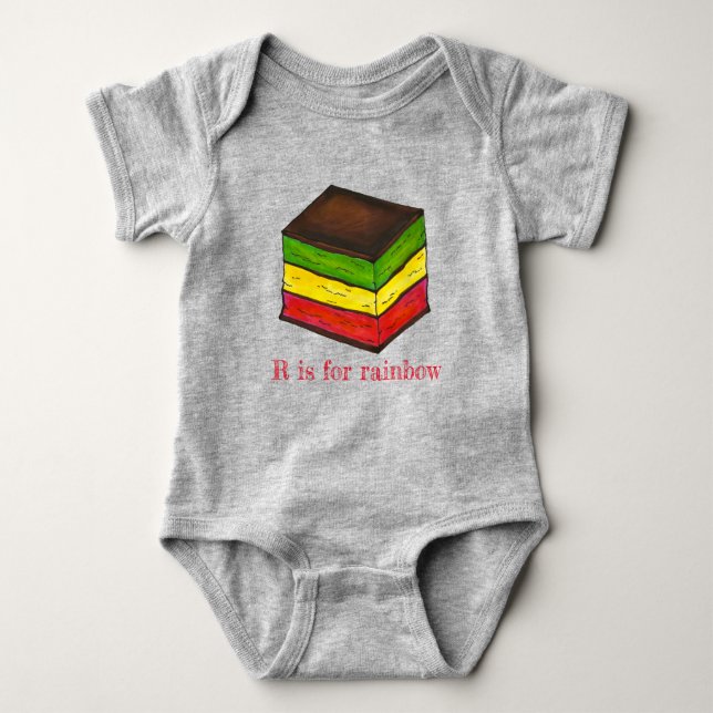 R is for Rainbow Italian Seven Layer Cookie ABCs Baby Bodysuit (Front)
