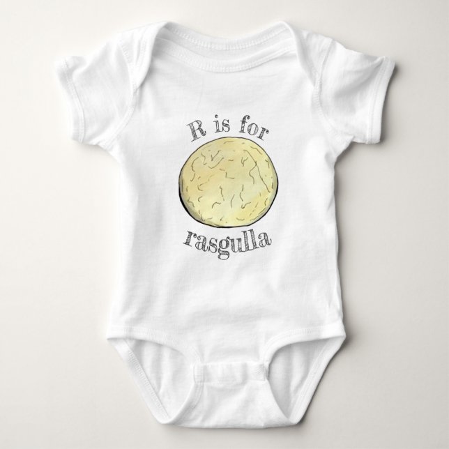 R IS FOR Rasgulla Indian Mithai Sweet Dumpling Baby Bodysuit (Front)