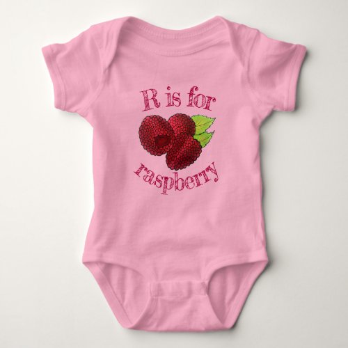 R IS FOR Raspberry Raspberries Berry Fruit Berries Baby Bodysuit
