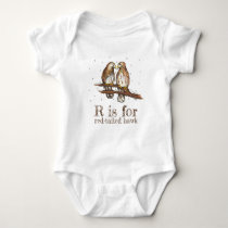 R is for Red-Tailed Hawk Love Bird Birdwatching Baby Bodysuit