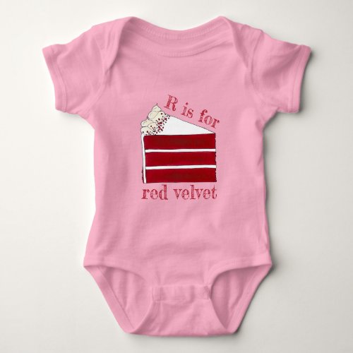 R is for Red Velvet Cake Slice Dessert Baking Food Baby Bodysuit